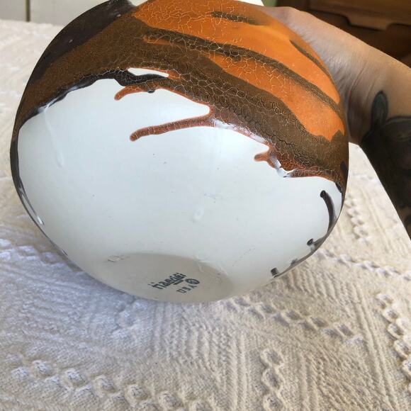 Mid‑Century Royal Haeger “Earth Wrap” crackle bud vase 7" orange brown USA - Picture 7 of 13